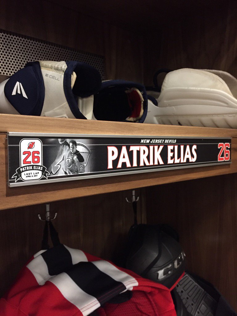 Fresh new nameplates for the boys as we celebrate the last practice and Last Lap for Patrik Elias. Thanks <a href="/taguptuff/">TAG-UP</a>