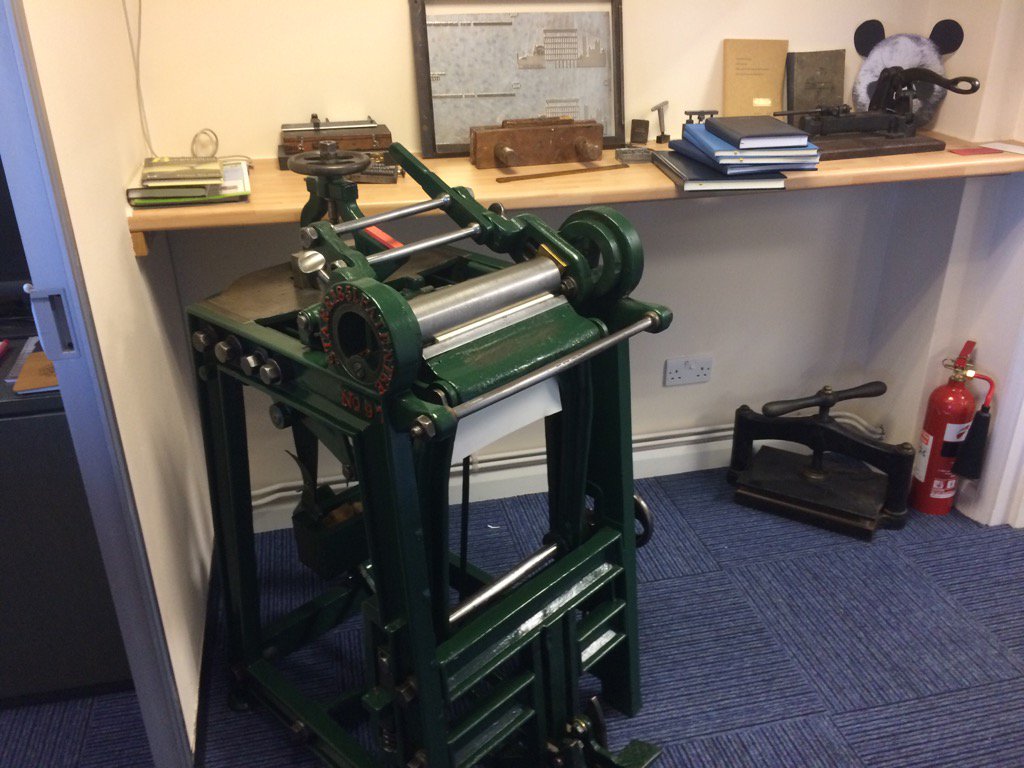 Bindingstore's tweet image. Our Starr Backing machine in its new pride of place at #BindingStore. 166 years old and still like new! #BookBinding