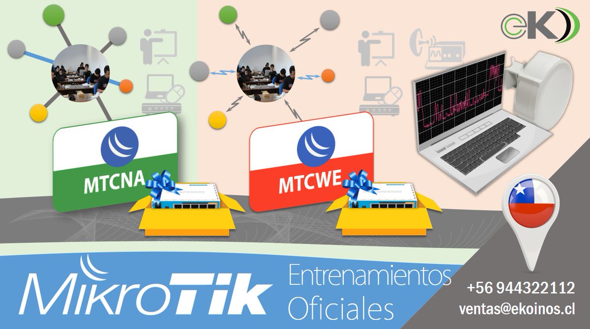 CERTIFÍCATE MIKROTIK EN SANTIAGO, a partir del 15 de Mayo. HorarioNocturno. MasInfoEn:+56 944322112 #mikrotik #routerboard #mtcna #mtcwe