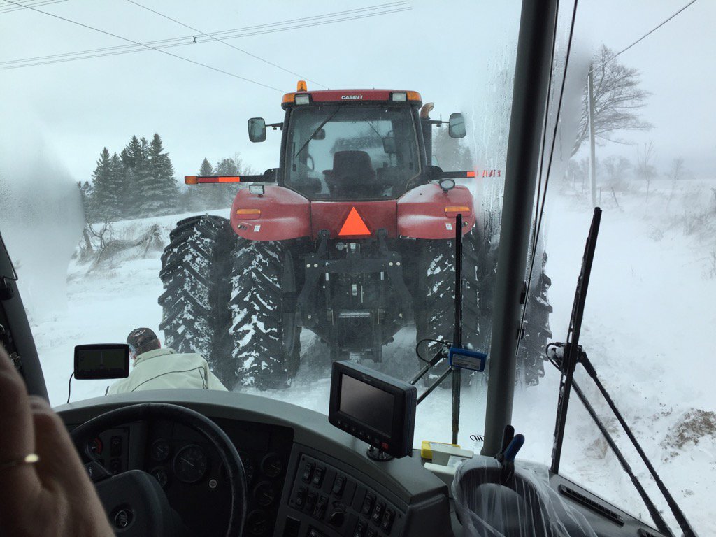 silvermaplehol's tweet image. Humber River tour stuck  on unplowed road. Case IH 215 to rescue.