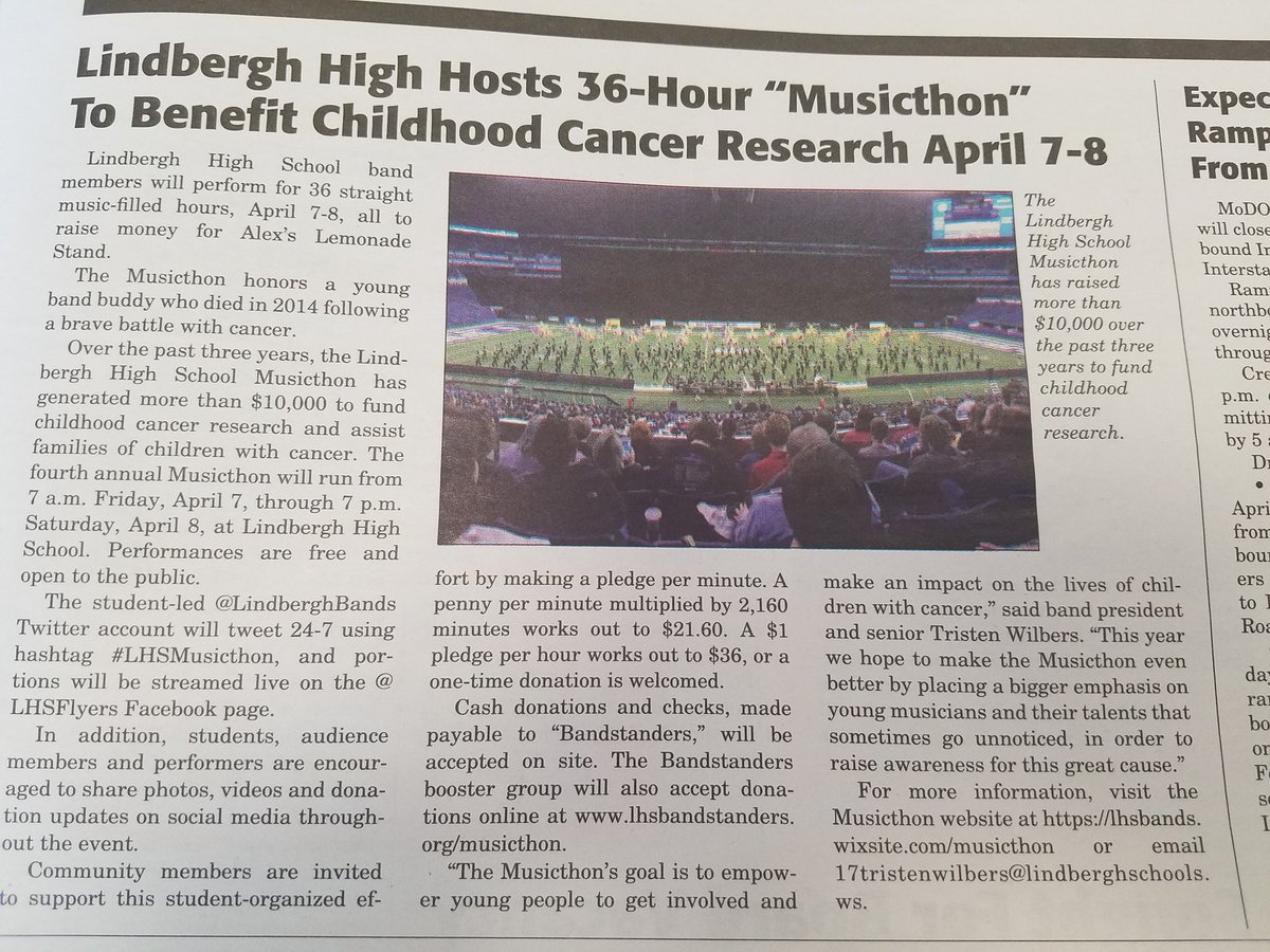 The #lhsmusicthon has an article in the South County Times! Don't forget to donate at lhsbandstanders.org/musicthon :D