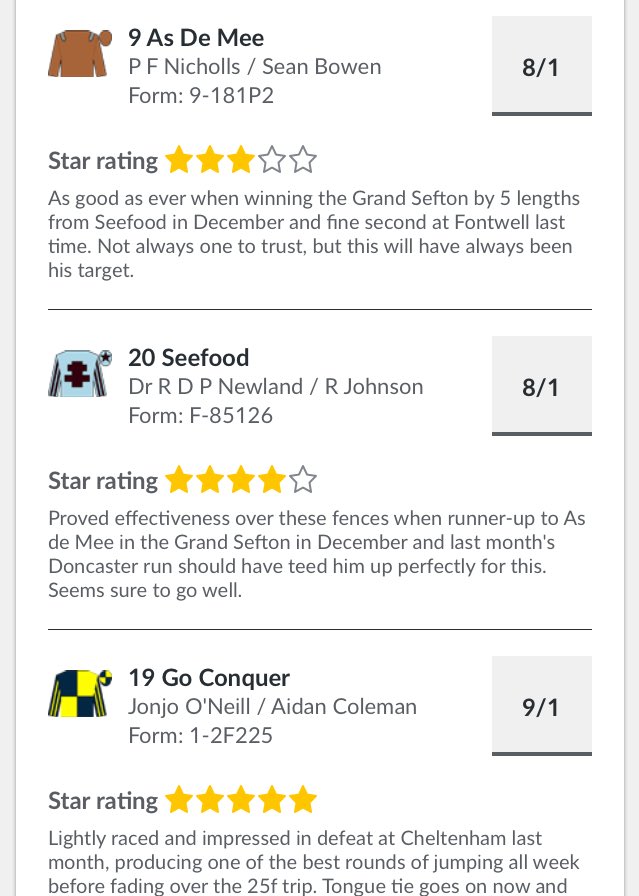 BetVictorRacing's tweet image. Seefood being backed for the Topham Chase over the National fences; As de Mee and Seefood 8/1 joint-favs betvictor.com/en/sports/hors… #FivePlaces