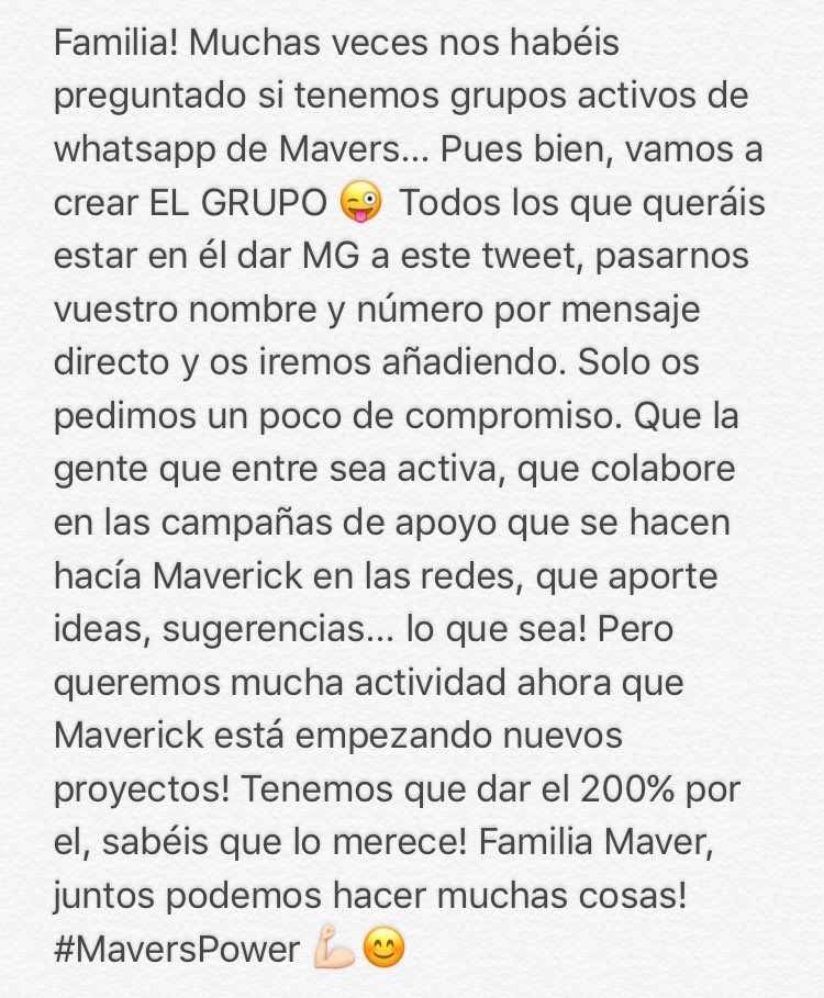 cfo_MaverickL's tweet photo. Nos lo habéis pedido en varias ocasiones y vuestros deseos son órdenes! 😜😜 #GrupoWhatsapp #Mavers #LaUniónHaceLaFuerza 💪🏻💪🏻 https://t.co/2LAhkheq9P
