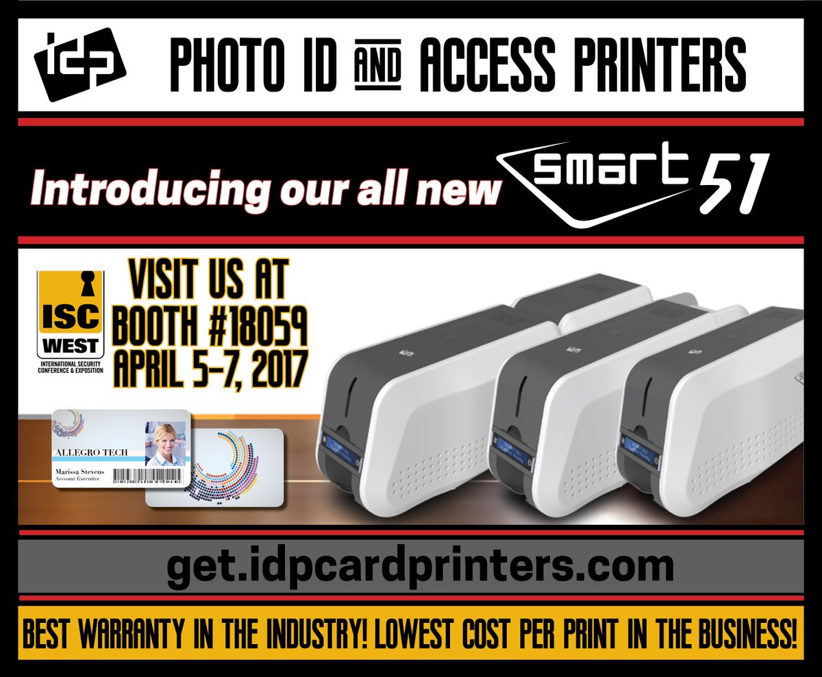 IDPCard's tweet image. The fastest growing global Photo ID &amp;amp; Access Printer manufacturer. #ISCWest17 #ISCWest2017 #ISCW17 #ISCWest #Security #AccessControl