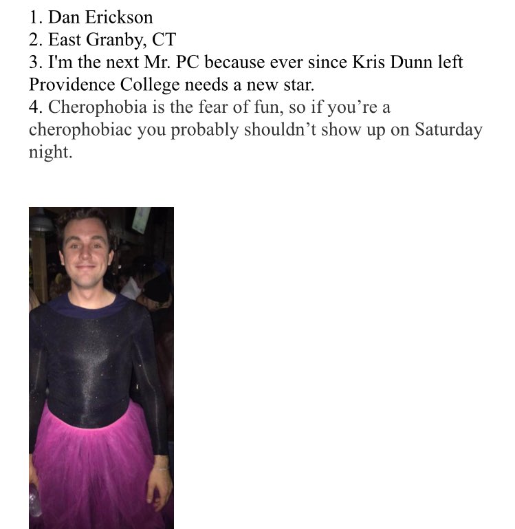 PCBOP's tweet photo. Meet our next Mr. PC contestant! Dan Erickson, stepping up to replace the (massive) shoes Kris Dunn left behind. https://t.co/3vZpTSgJyC