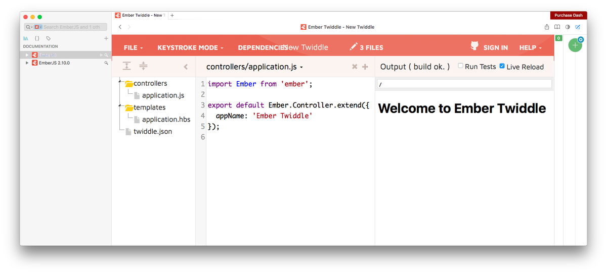 michaellnorth's tweet photo. Today's #emberjs public service announcement: Dash by @kapeli now includes an embedded ember-twiddle tool #webdev #javascript #dashapp https://t.co/fCGpUJbxg7
