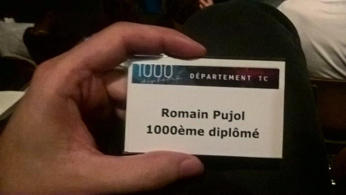 BestRazvanEver's tweet photo. On a trouvé le 1000eme diplomé #tc1000 @RPujol05 @insadelyon https://t.co/PgxQ8Z1rea