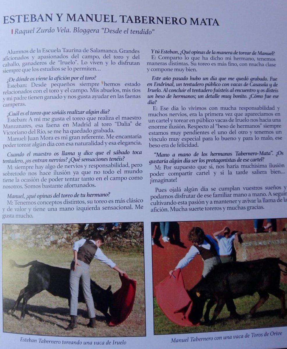 BEATRIZMATA3's tweet photo. Bonita entrevista a nuestros hijos de @RaqiZurdo  para la revista de la Federación de Peñas Helmantica presentada en el Casino de Salamanca. https://t.co/HUisNNUEuN
