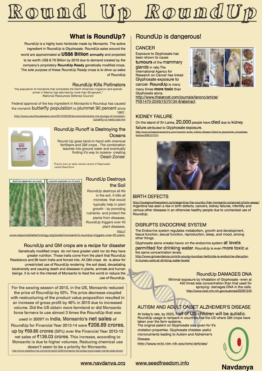 occupytheseed's tweet photo. #Monsanto illegally Introduces #RoundUp Resistant #GMO Cotton in #India https://t.co/mwqLtCoL3D #BtCotton @drvandanashiva #WorldHeathDay https://t.co/MQZawos3DU