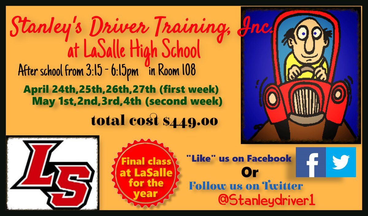 Stanleydriver1's tweet image. Final class @LaSallePride for this school year is coming up soon! Register now Lancers!! @LS_StudentLife @LaSalleRedArmy @LSprincipal