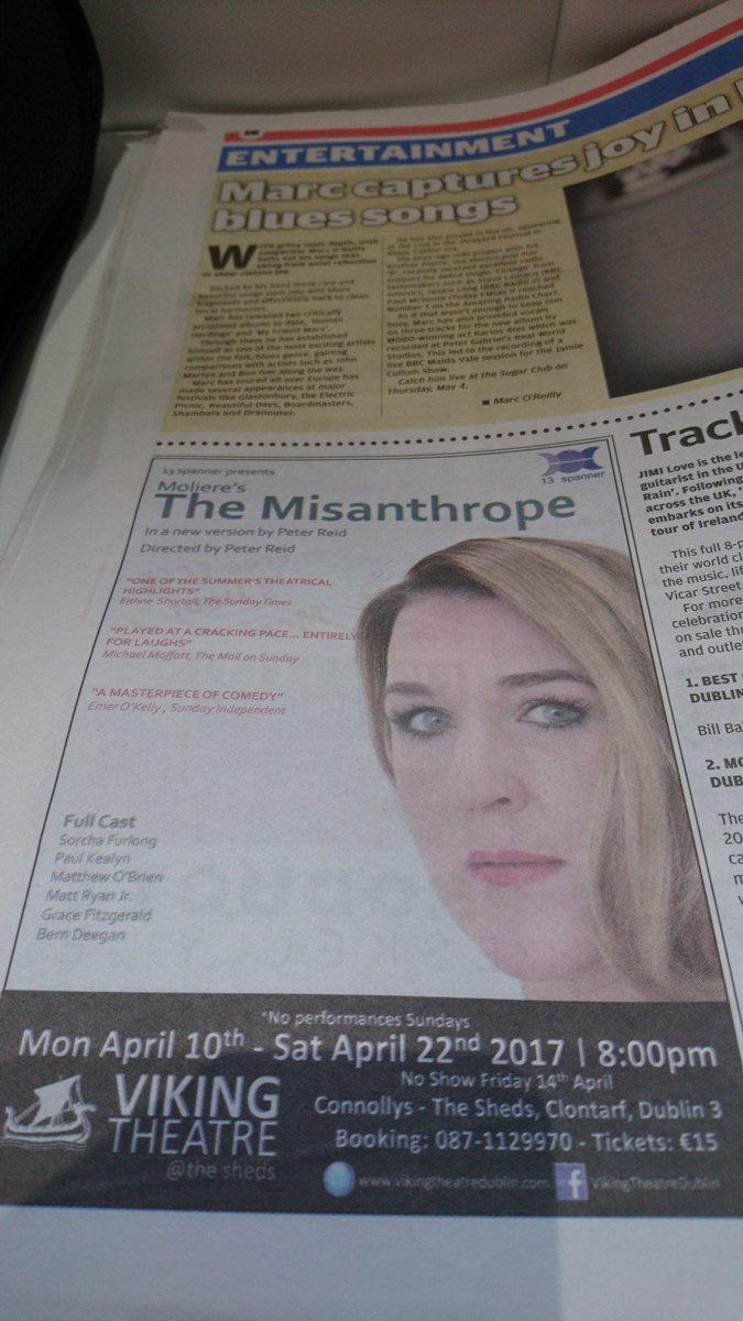 13spanner's tweet image. There's @sorcha_furlong doing her best Mona Lisa impression in @dublinpeople today. #themisanthrope @Viking_Theatre