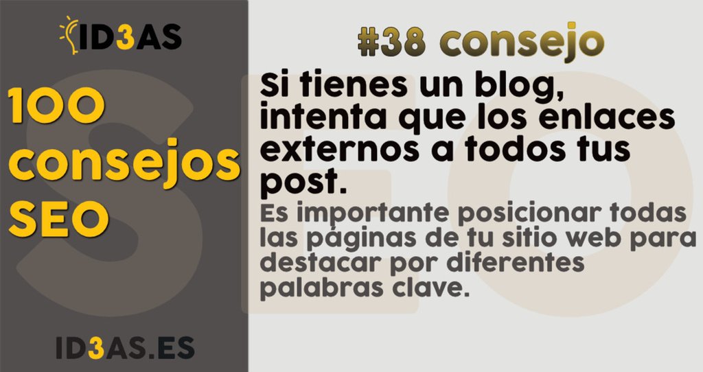 id3asweb's tweet photo. Si tienes un blog, intenta tener enlaces externos a todos tus post.
Es importante posicionar todas las páginas de … https://t.co/zBVH9im9LP https://t.co/6FQhbWEihw