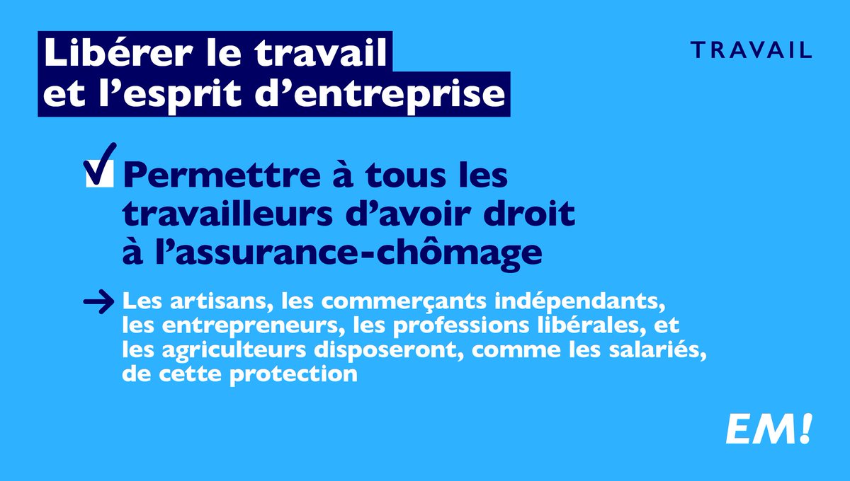 EmmanuelMacron's tweet photo. Protéger ceux qui prennent des risques, c'est réformer notre assurance-chômage pour la rendre universelle. https://t.co/nhEIQbrwwv