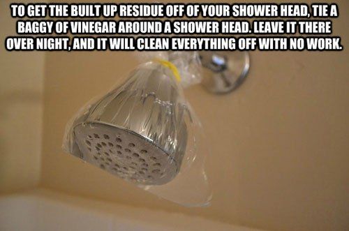 orekotips's tweet photo. #oreko #orekotips #cleaningtips #lifetips #lifehacks  To get the build up off your shower tie a bag of vinegar around the head overnight! https://t.co/NiNqGGH7LA