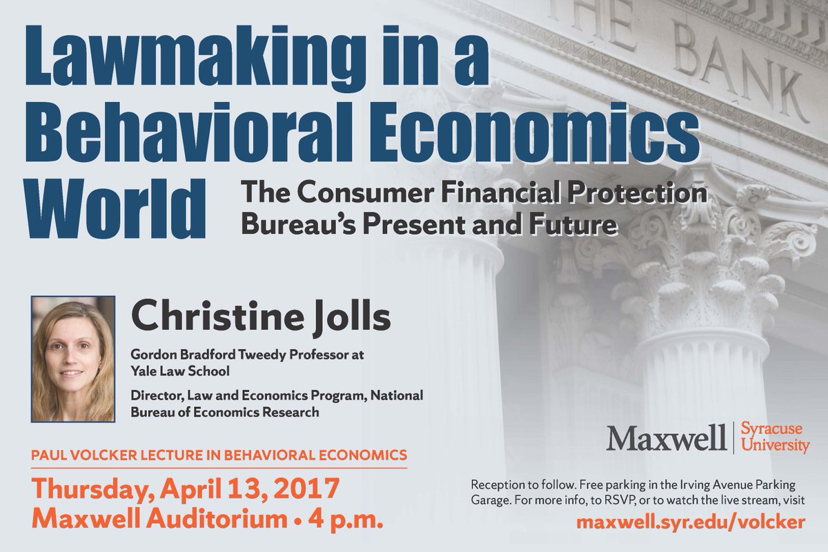 CPRMaxwell's tweet photo. It's not too late to RSVP for next week's Volcker Lecture with our guest speaker Christine Jolls! RSVP here: https://t.co/GrmphlSAQ4 https://t.co/i618ivCE88