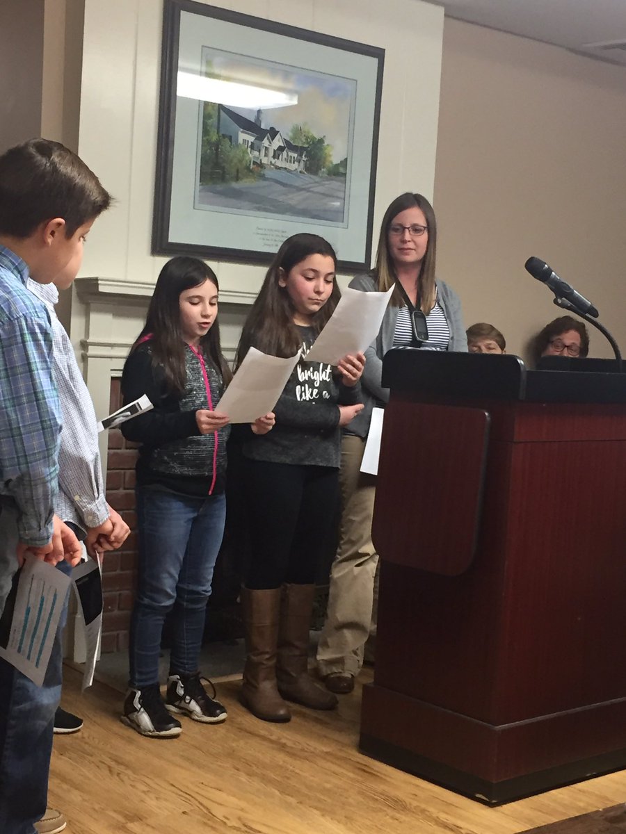 NFMHHS's tweet photo. #nfpsxl  Mrs. Miller's 4th graders present at BOE about Hug a Pillow project for Matthew's Hearts of Hope organization. So proud! https://t.co/24r4an78ta