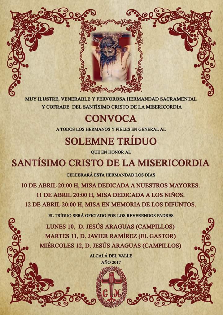 Triduo en honor al Stmo. Cristo de la Misericordia.