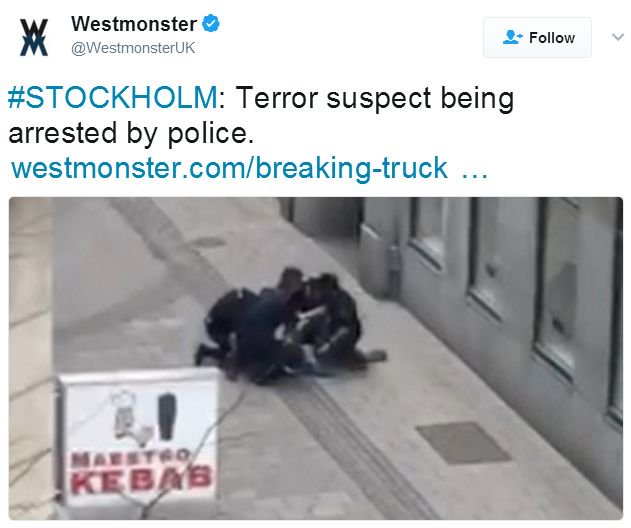 Allahu Ackbar! 1 arrested after Sweden terrorist attack