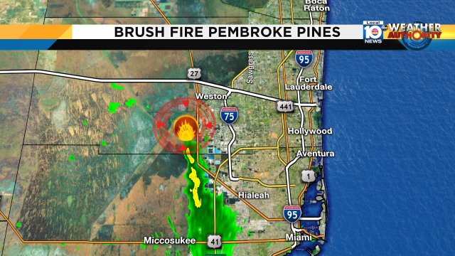 Radar picking up on smoke & ash caused by #Broward brush fire. North wind pushing it South. #miami #FLL #FLkeys https://t.co/xg0Vkf7bbK