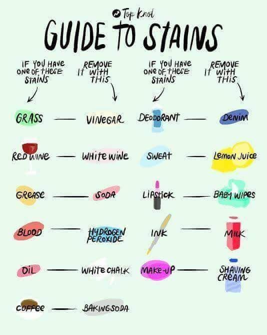 organizenliora's tweet image. Here&apos;s a handy and quick guide to stains by Top Knot. #stainsolutions