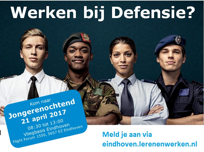 SPDefensie's tweet image. Een baan bij Defensie iets voor jou? Kom naar de jongerendag Eindhoven op 21 april. Aanmelden via site eindhoven.lerenenwerken.nl