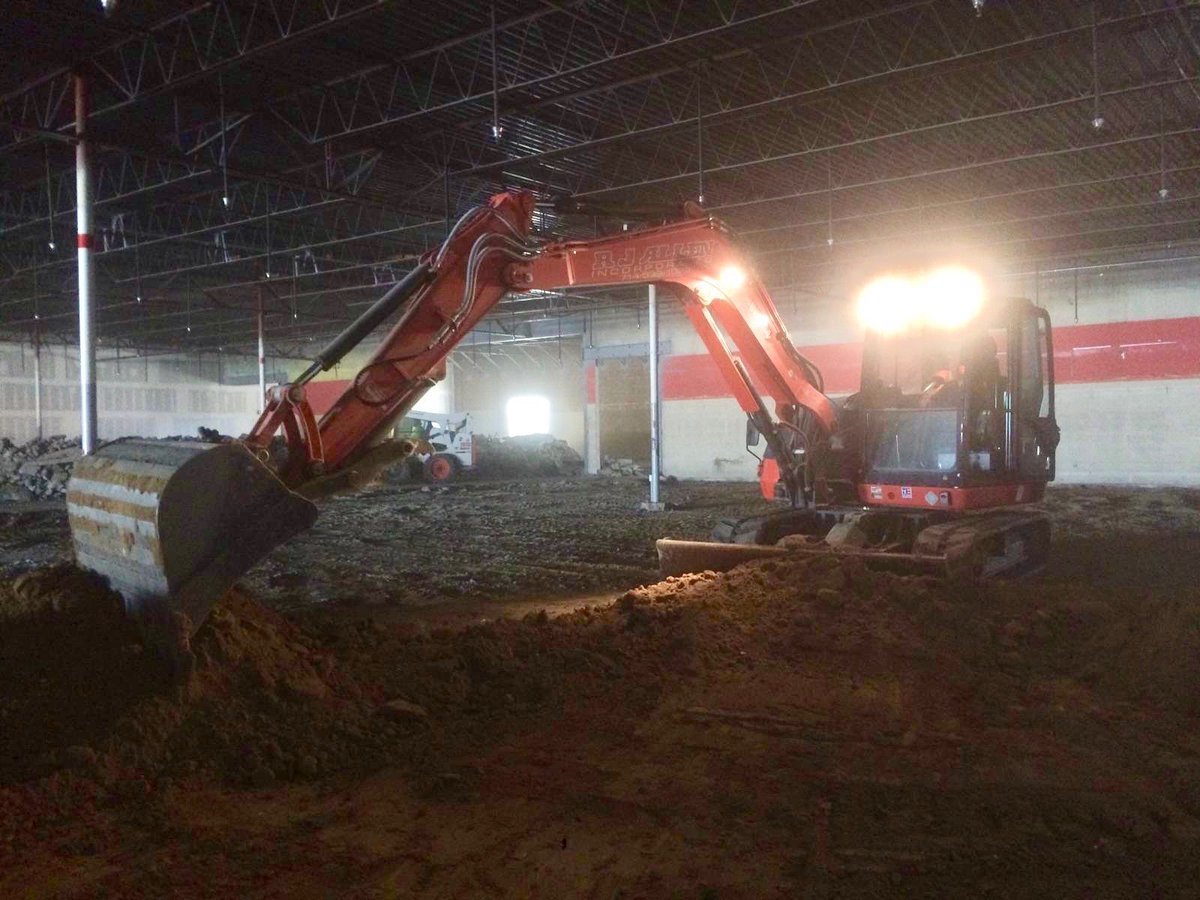 Its a great day to break and remove this #concrete slab! #jobsite #demolition #heavyequipment #rjalleninc #construction