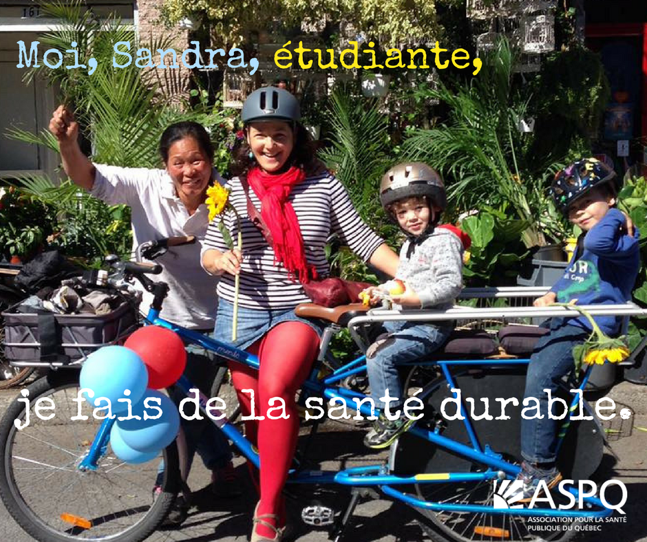 ASPQuebec's tweet photo. Visages de la #SantéDurable Prendre l’air, faire de l’exercice, montrer l’exemple à mes enfants ne pas polluer, utiliser #TransportCollectif https://t.co/TEFOy7LOqV