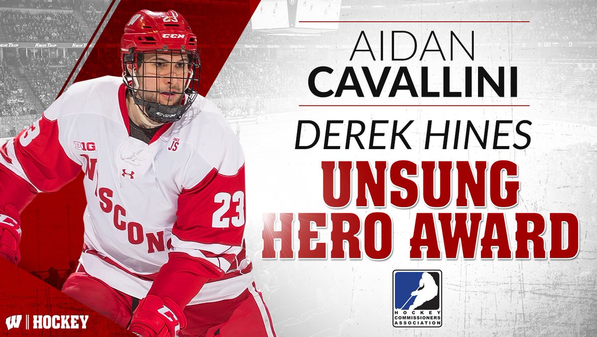 BadgerMHockey's tweet photo. Congrats to @CavSoBurrr who won the national Derek Hines Unsung Hero Award. Well deserved! https://t.co/YBYYZyuml0 https://t.co/r0Ym2HPjhj