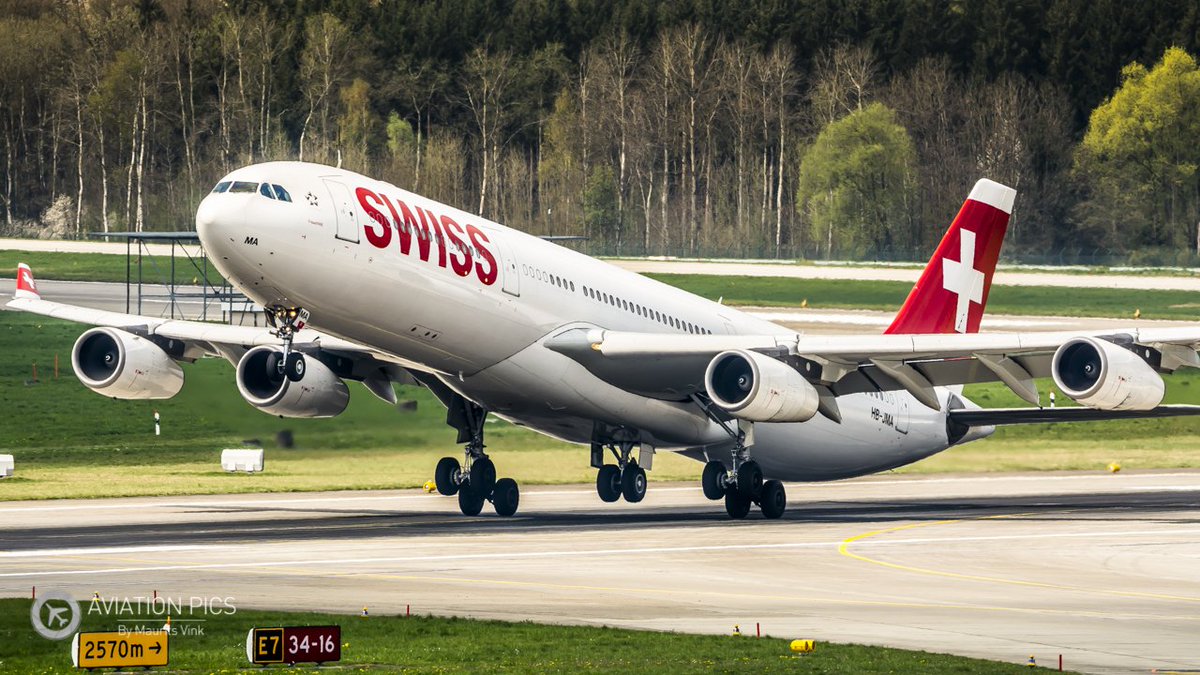 4 engines 4 long haul please! As you can see, this <a href="/FlySWISS/">Swiss Intl Air Lines</a> A340 uses about 2500m of runway to take off. Bound for Tokyo Narita.. #avgeek
