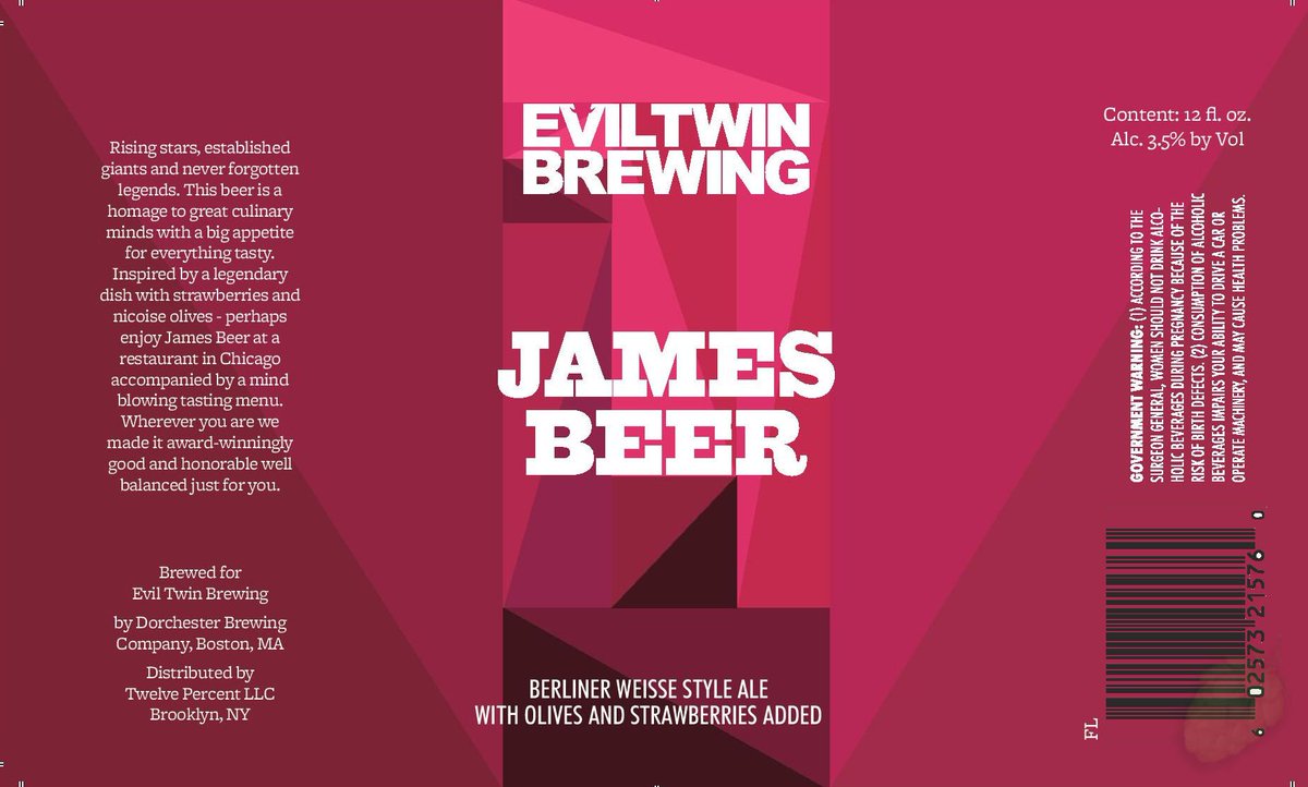 Evil Twin Adding James Beer Berliner Weisse w/Olives &amp; Strawberries... mybeerbuzz.blogspot.com/2017/04/evil-t… <a href="/EvilTwinBrewing/">Evil Twin Brewing</a>