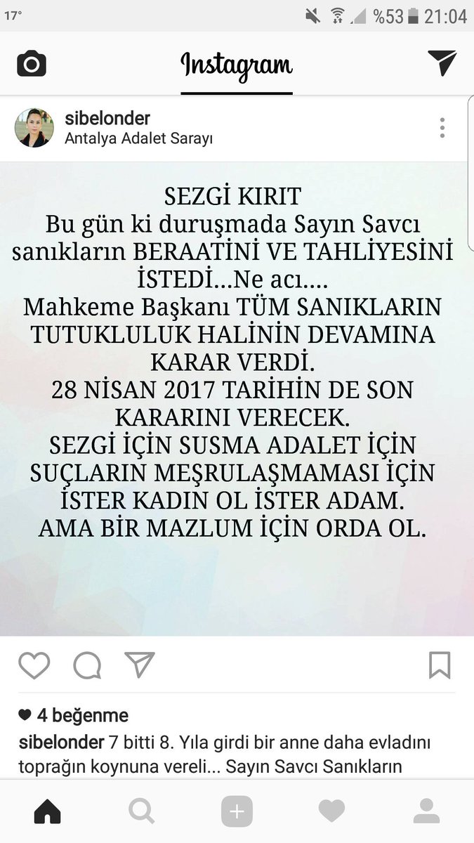 yelizgulege's tweet photo. 28 nisan #sezgikirit için Antalya adliyesinde olacağım. Tüm insanlığı davey ediyorum.  14:30 #tecavuzmesrulastirilamaz ✔ #sibelonder https://t.co/Lt1YavBx3m