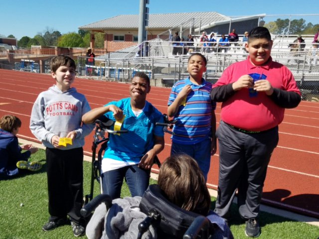 CampMiddle's tweet photo. Congratulations to our Special Olympics winners today! (l-r) Ricky Hopkins, Marquintonio Webb, Isaiah Jackson, and Pedro Lopez. #PCMgrows https://t.co/T24yVsfBjj