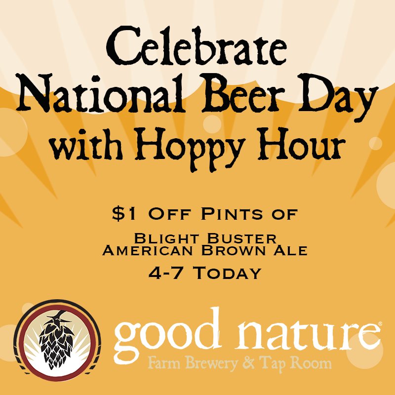 GoodNatureBeer's tweet photo. It's not just a snowy day in April, it's #NationalBeerDay! Visit the Broad Street Tap Room for Hoppy Hour! #blightbuster #ABA #goodnature https://t.co/Tp3Atl5KBv