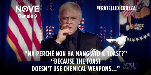 fratellicrozza's tweet photo. E per la prima volta diamo la linea al Presidente #CrozzaTrump, in diretta dalla Casa Bianca! #FratelliDiCrozza #Crozza https://t.co/Hm8qBFYcl2