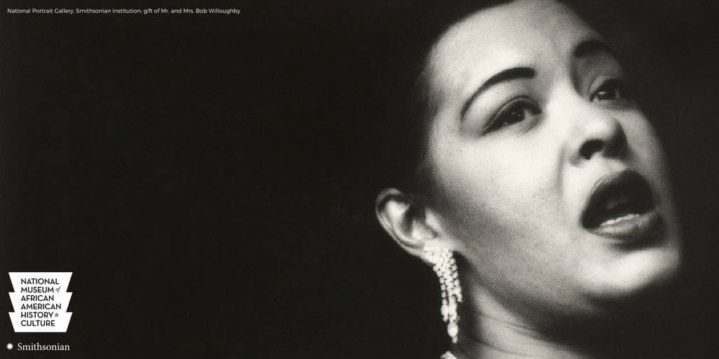 NMAAHC's tweet photo. Billie Holiday was born #otd in 1915. Her Grammy Award-winning voice was inspired by jazz instrumentals. #JazzAppreciationMonth https://t.co/uMSMEqbqNw
