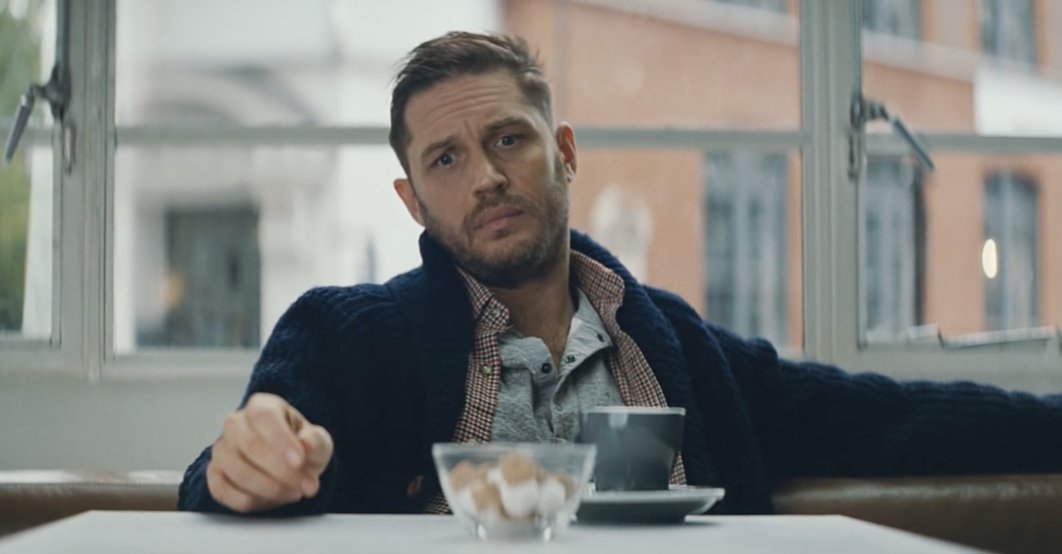 IndieWire's tweet photo. Tom Hardy is the new spokesperson for Sky Mobile. He really wants you to buy these phones: https://t.co/4GmYjMwwaZ https://t.co/kJHIdRAMfT