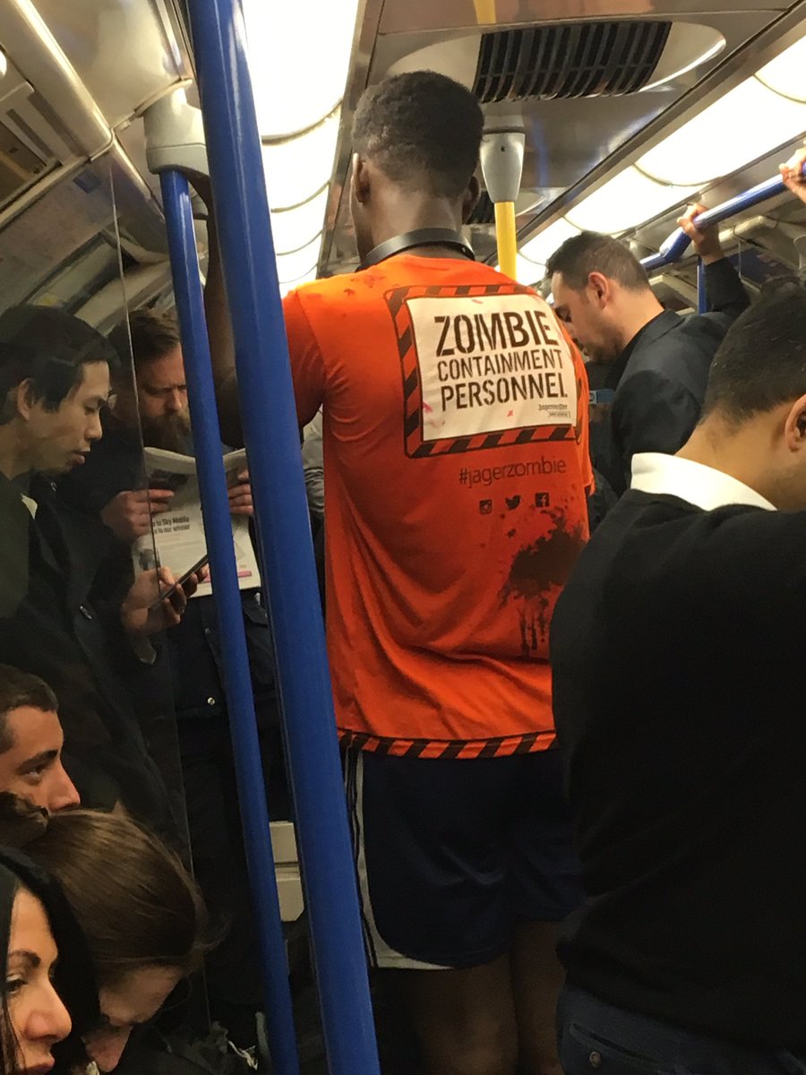 TheZombieSlime's tweet photo. Looks like an outbreak has hit the London tube! Watch out population UK, be brave & ensure you're packing your #ZombieSlime sachets tonight! https://t.co/dZ1Pr3xPSG