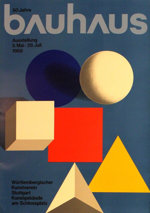 BauhausMovement's tweet photo. #Poster #advertising the 50 Years of #Bauhaus #Exhibition in #Stuttgart, 5 May to 28 July 1968. https://t.co/qbBk3ds3Zh