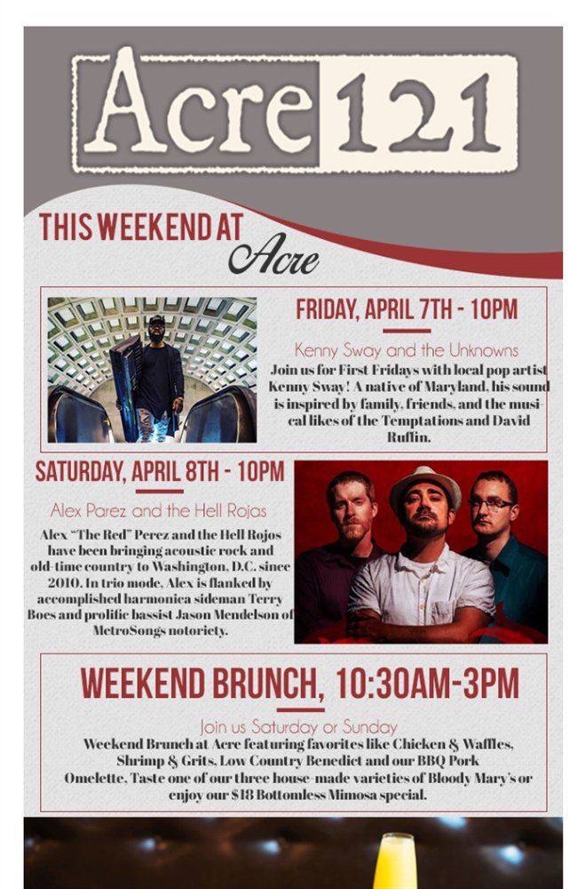 Patio Weather this Weekend at Acre 121! bit.ly/2oREJdt