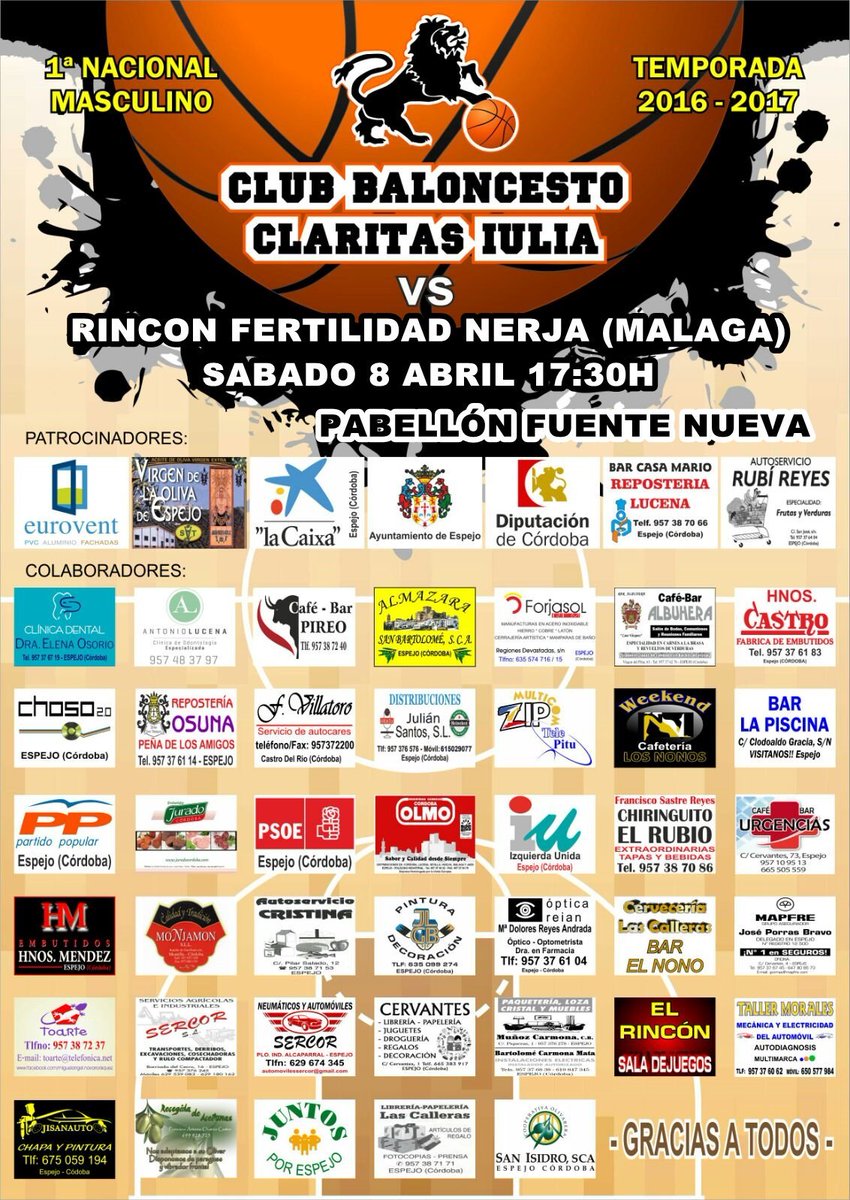 ClaritasIulia's tweet photo. Mañana a las 17:30h en la Fuente Nueva, partido importante en la lucha por el descenso frente @ClubNerjaBasket 
#TuTambienJuegas #MareaVerde https://t.co/KgsPPVsKLf