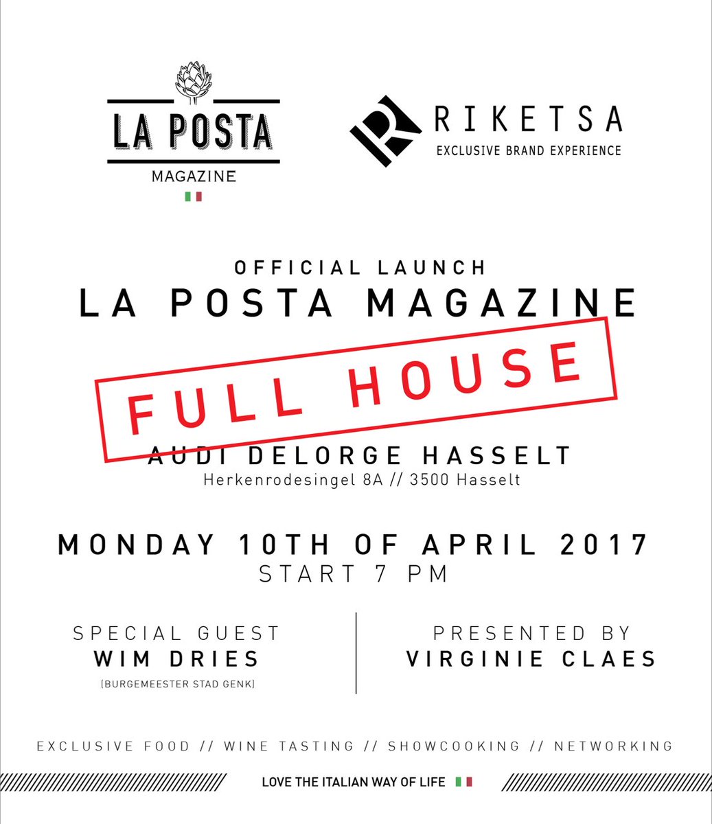 74Creations's tweet photo. LA POSTA MAGAZINE OFFICIAL LAUNCH FULL HOUSE
#FoodDrinks&Lifestyle #LoveTheItalianWayOfLife
#Riketsa.com
#Lapostagenk.be
#Lapostamagazine.be https://t.co/c1AIhbGt1Z
