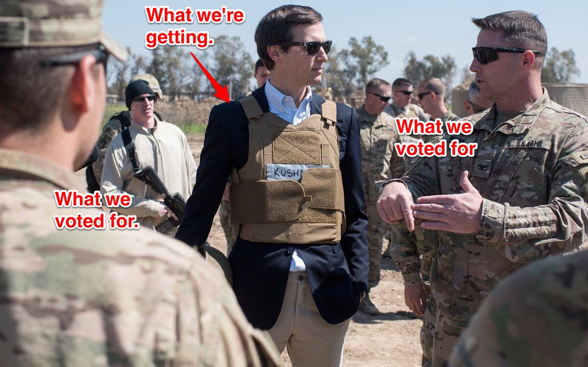 @Shakma1776 @FlavianReturns Jared Kushner ought be kept at all times far away from anything NatSec.  He's an imposter.

His father *served*...in Federal Camp, AL.