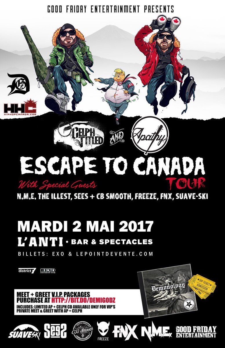 WordUPBattles's tweet photo. Apathy &amp; Celph Titled à Québec, le 2 mai à l’Anti Bar &amp; Spectacles. Billets en vente sur le https://t.co/fXIGP6WTuY #ManquesPasÇa #FouShow https://t.co/kcp4YJH09z