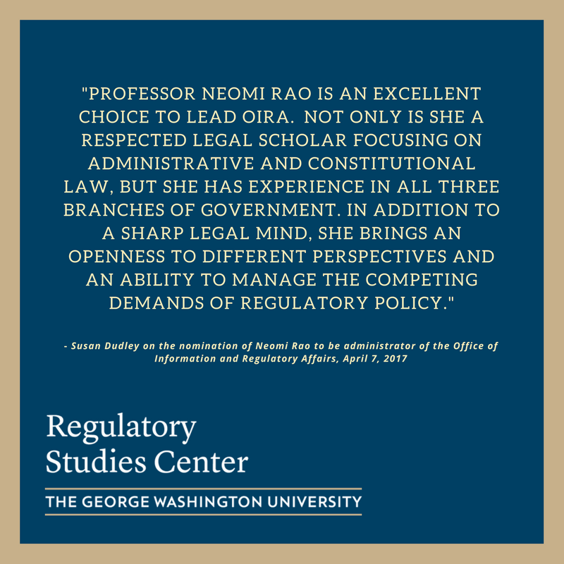 RegStudies's tweet photo. Congratulations to Professor @Neomi_Rao on her nomination as #OIRA administrator! Statement from #RegStudies dir. @SusanEDudley: https://t.co/5Fs5MuhDdc