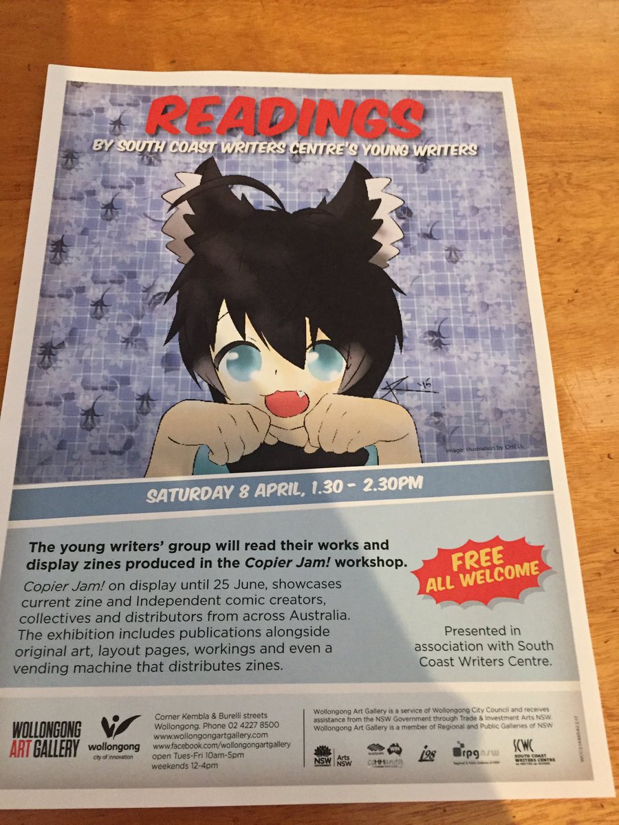 MMWM2013's tweet image. Copier Jam! Workshop Readings at #wollongongartgallery is only half hour away! @SCWCentre #southcoastwriterscentre #wollongong #writing