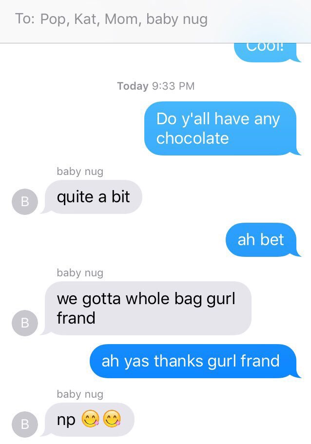 chandler_smith_'s tweet photo. nugget comin in clutch #gurlfrand https://t.co/mnZe70MvL6