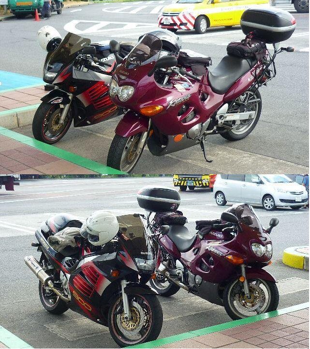 RodeoFish937's tweet photo. 年齢や体力的な理由により、カミさんがGSX750Fをおりました。
カミさんを乗せ、俺を乗せ、またタンデムでいろいろ走ったね。
またRFの僚機として２台でツーリングも行ったね。
11年間ありがとう https://t.co/nt7xt3HnXz