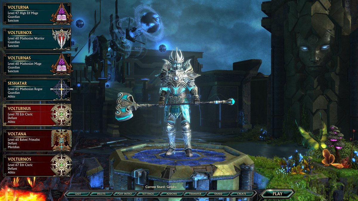 Seshatar's tweet image. Goodbye flu - hello #twitch! I'll finally be back #streaming this weekend. I think I'll level up an alt in #RIFTgame - but which one? 🤔