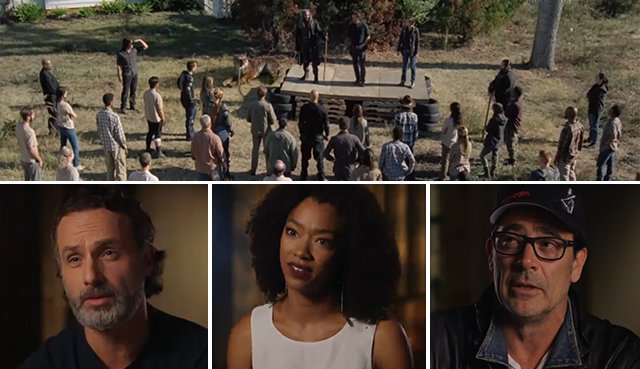 TheWalkingDead's tweet photo. WATCH your favorite stars from #TheWalkingDead reflect on Season 7 and drop hints about Season 8: https://t.co/A6LE77M1V0 https://t.co/SZQJbYUr8Q