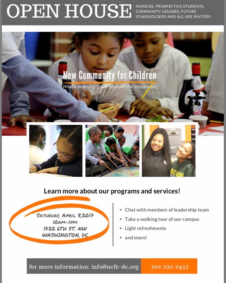 NCFC_DC's tweet photo. Our OPEN HOUSE event is tomorrow! Please be sure to come by to learn more about our programs and services! #STEAM #Youth #scholarly https://t.co/L2q0WpyLXc
